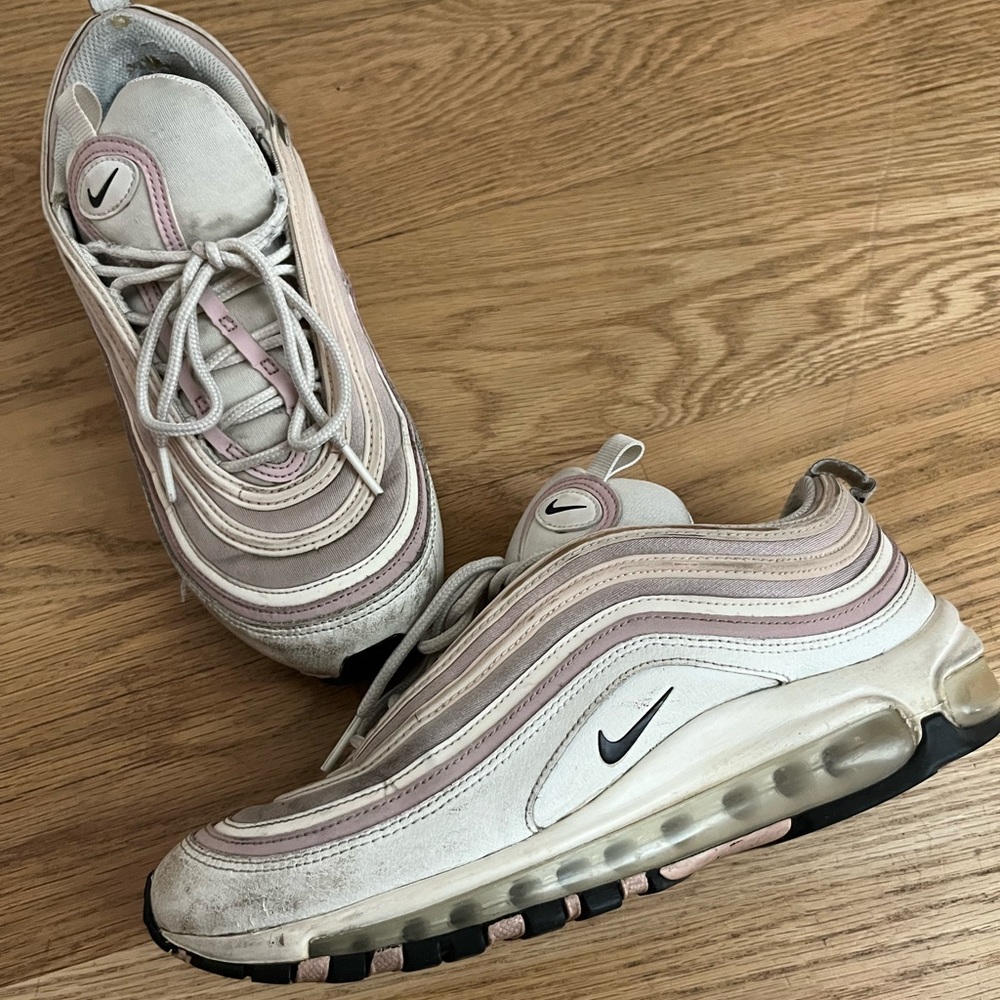 Nike Women's Customized Air Max 97 in Light Pink and White